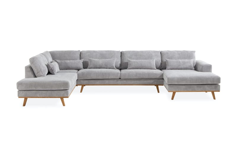 Copenhagen 5-sits Vänstervänd U-formad Soffa med Divan och Schäslong i Manchester - Ljusgrå - Möbler - Soffa - U-soffa