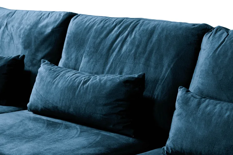 Copenhagen 5-sits Vänstervänd U-formad Soffa med Divan och Schäslong i Sammet - Blå - Möbler - Soffa - Sammetssoffa