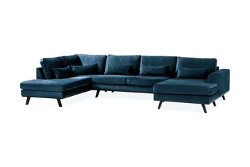 Copenhagen 5-sits Vänstervänd U-formad Soffa med Divan och Schäslong i Sammet - Blå - Möbler - Soffa - Sammetssoffa