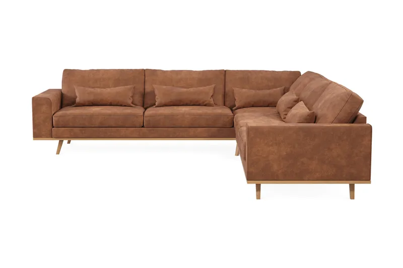 Copenhagen 6-sits L-formad Hörnsoffa i Konstläder - Brun - Möbler - Soffa - Skinnsoffa