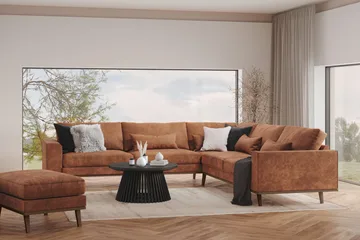 Copenhagen 6-sits L-formad Hörnsoffa i Konstläder - Brun - Möbler - Soffa - Skinnsoffa