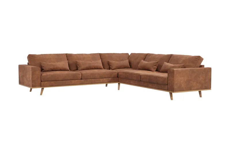 Copenhagen 6-sits L-formad Hörnsoffa i Konstläder - Brun - Möbler - Soffa - Skinnsoffa