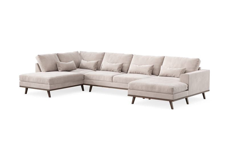 Copenhagen Stor U Soffa Sammet med Divan och Schäslong Vänster - Beige - Möbler - Soffa - U-soffa