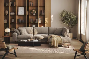 Copenhagen Premium 4-sits Högervänd L-formad Djup Schäslongsoffa i Chenille - Brun - Möbler - Soffa - Divansoffa & schäslongsoffa - 4 sits soffa med divan