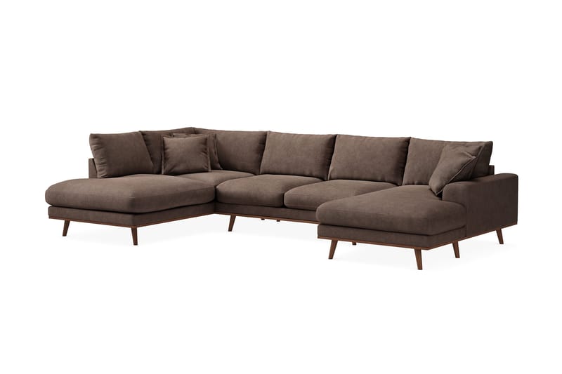 Copenhagen Premium 5-sits Vänstervänd U-formad Djup Soffa med Divan och Schäslong i Tyg - Mörkbrun - Möbler - Soffa - U-soffa