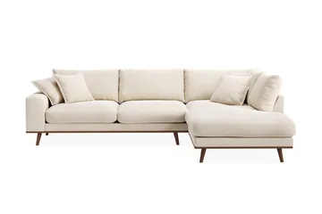Copenhagen Premium 4-sits Högervänd L-formad Djup Schäslongsoffa i Chenille - Ljusbeige - Möbler - Soffa - Divansoffa & schäslongsoffa - 4 sits soffa med divan
