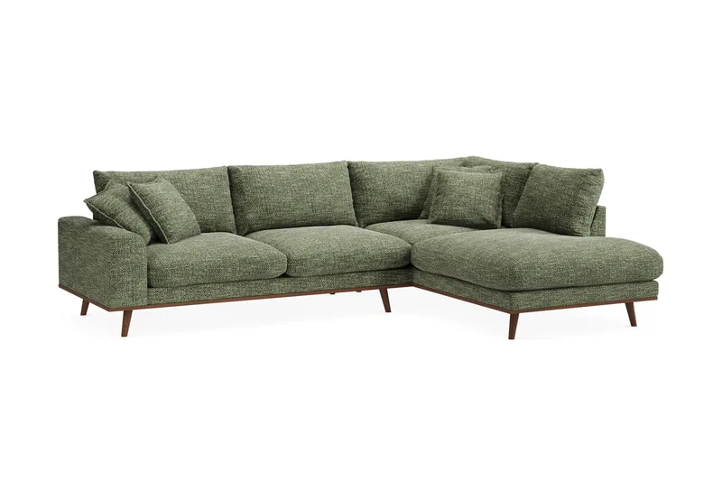 Copenhagen Premium 4-sits Högervänd L-formad Djup Schäslongsoffa i Chenille - Grön - Möbler - Soffa - Divansoffa & schäslongsoffa - 4 sits soffa med divan