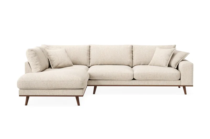 Copenhagen Premium 4-sits Vänstervänd L-formad Djup Schäslongsoffa i Chenille, Beige