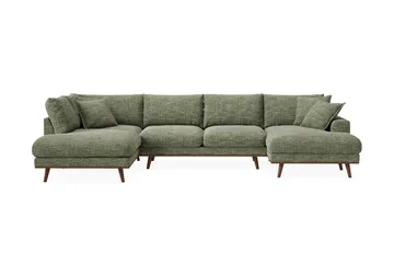 Copenhagen Premium 5-sits Vänstervänd U-formad Djup Soffa med Divan och Schäslong i Chenille - Grön - Möbler - Soffa - U-soffa