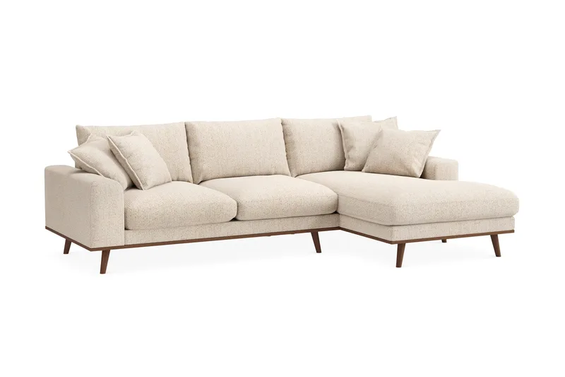 Copenhagen Premium 4-sits Högervänd L-formad Djup Divansoffa i Chenille - Beige - Möbler - Soffa - Divansoffa & schäslongsoffa - 4 sits soffa med divan