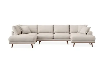Copenhagen Premium 5-sits Vänstervänd U-formad Djup Soffa med Divan och Schäslong i Tyg - Beige - Möbler - Soffa - U-soffa