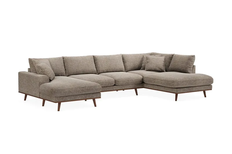 Copenhagen Premium 5-sits Högervänd U-formad Djup Soffa med Divan och Schäslong i Chenille - Brun - Möbler - Soffa - U-soffa