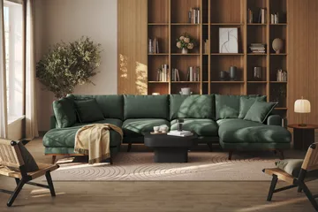 Copenhagen Premium 5-sits Vänstervänd U-formad Djup Soffa med Divan och Schäslong i Tyg - Grön - Möbler - Soffa - U-soffa
