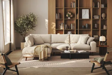 Copenhagen Premium 4-sits Vänstervänd L-formad Djup Schäslongsoffa i Chenille - Beige - Möbler - Soffa - Divansoffa & schäslongsoffa - 4 sits soffa med divan