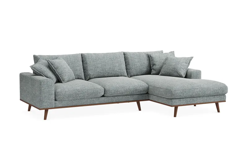 Copenhagen Premium 4-sits Högervänd L-formad Djup Divansoffa i Chenille - Grå/Blå - Möbler - Soffa - Divansoffa & schäslongsoffa - 4 sits soffa med divan