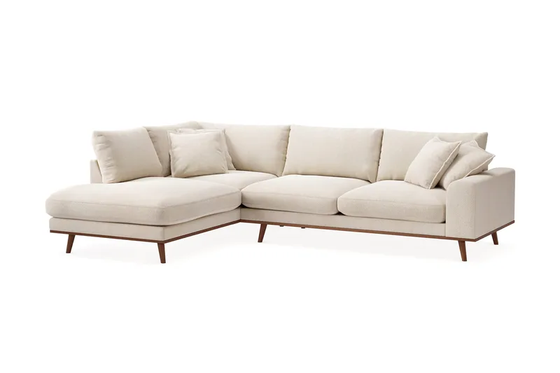 Copenhagen Premium 4-sits Vänstervänd L-formad Djup Schäslongsoffa i Chenille - Ljusbeige - Möbler - Soffa - Divansoffa & schäslongsoffa - 4 sits soffa med divan