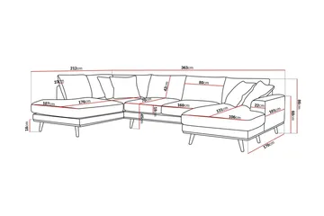 Copenhagen Premium 5-sits Vänstervänd U-formad Djup Soffa med Divan och Schäslong i Chenille - Brun - Möbler - Soffa - U-soffa