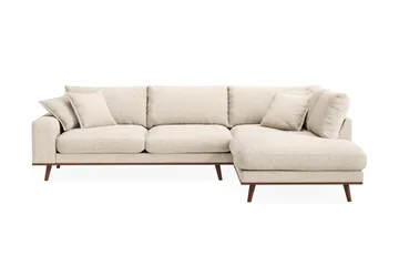 Copenhagen Premium 4-sits Högervänd L-formad Djup Schäslongsoffa i Chenille - Beige - Möbler - Soffa - Divansoffa & schäslongsoffa - 4 sits soffa med divan