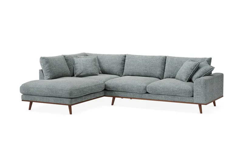 Copenhagen Premium 4-sits Vänstervänd L-formad Djup Schäslongsoffa i Chenille - Grå/Blå - Möbler - Soffa - Divansoffa & schäslongsoffa - 4 sits soffa med divan