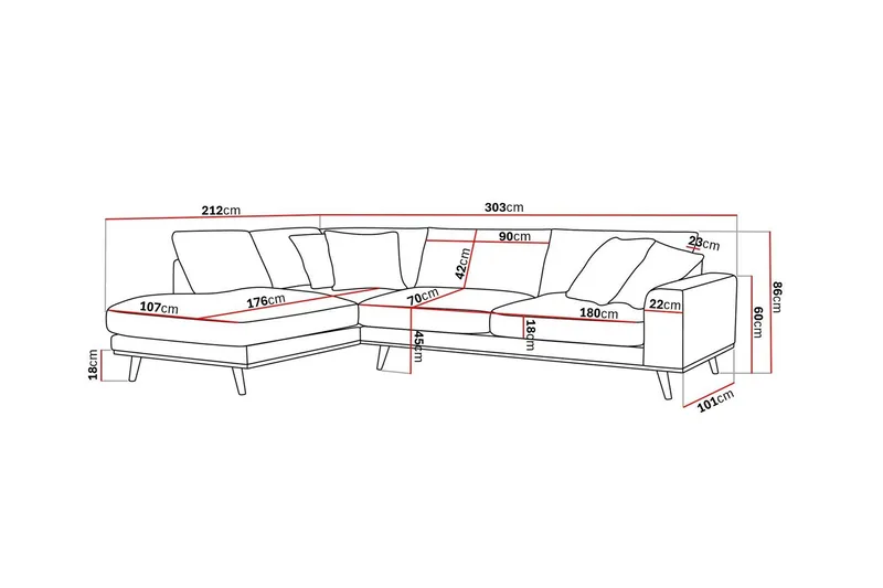 Copenhagen Premium 4-sits Vänstervänd L-formad Djup Schäslongsoffa i Chenille - Brun - Möbler - Soffa - Divansoffa & schäslongsoffa - 4 sits soffa med divan
