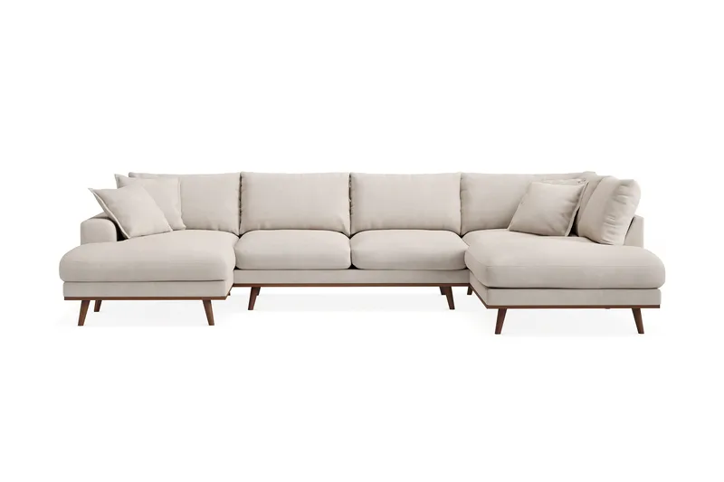 Copenhagen Premium 5-sits Högervänd U-formad Djup Soffa med Divan och Schäslong i Tyg - Beige - Möbler - Soffa - U-soffa