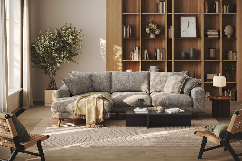 Copenhagen Premium 4-sits Vänstervänd L-formad Djup Divansoffa i Chenille - Grå - Möbler - Soffa - Divansoffa & schäslongsoffa - 4 sits soffa med divan