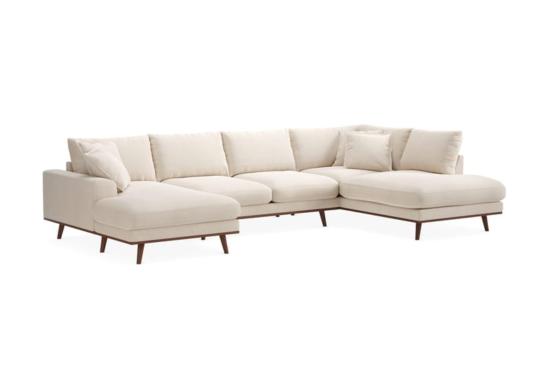 Copenhagen Premium 5-sits Högervänd U-formad Djup Soffa med Divan och Schäslong i Chenille - Ljusbeige - Möbler - Soffa - U-soffa