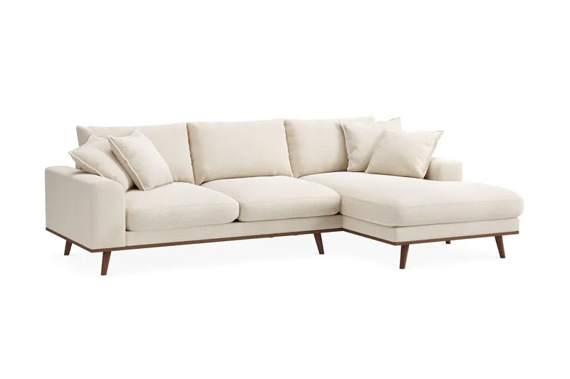 Copenhagen Premium 4-sits Högervänd L-formad Djup Divansoffa i Chenille - Ljusbeige - Möbler - Soffa - Divansoffa & schäslongsoffa - 4 sits soffa med divan