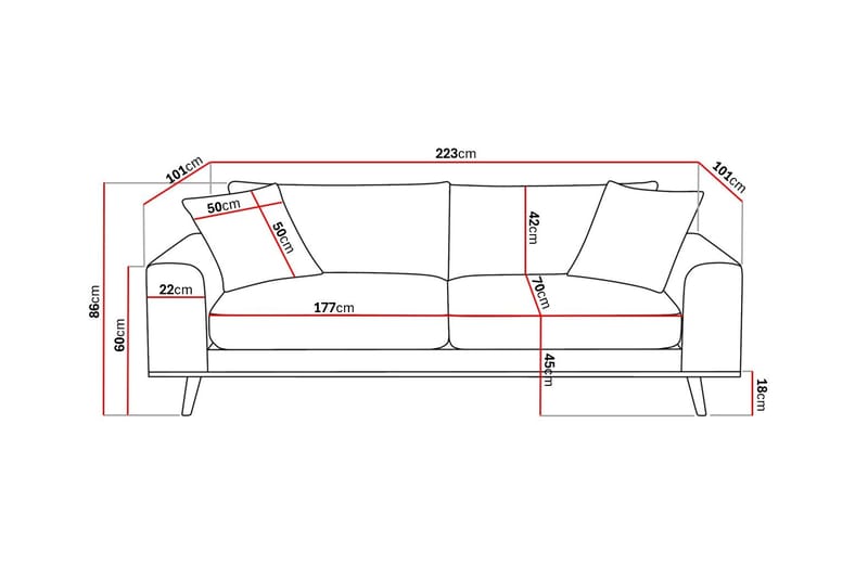 Copenhagen Premium Djup 3-sits Soffa i Chenille - Brun - Möbler - Soffa - 3 sits soffa