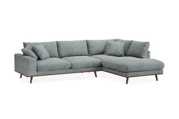 Copenhagen Premium 4-sits Högervänd L-formad Djup Schäslongsoffa i Chenille - Grå/Blå - Möbler - Soffa - Divansoffa & schäslongsoffa - 4 sits soffa med divan
