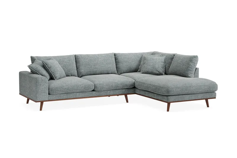 Copenhagen Premium 4-sits Högervänd L-formad Djup Schäslongsoffa i Chenille - Grå/Blå - Möbler - Soffa - Divansoffa & schäslongsoffa - 4 sits soffa med divan