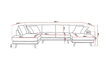 Copenhagen Premium 5-sits Vänstervänd U-formad Djup Soffa med Divan och Schäslong i Tyg - Brun - Möbler - Soffa - U-soffa