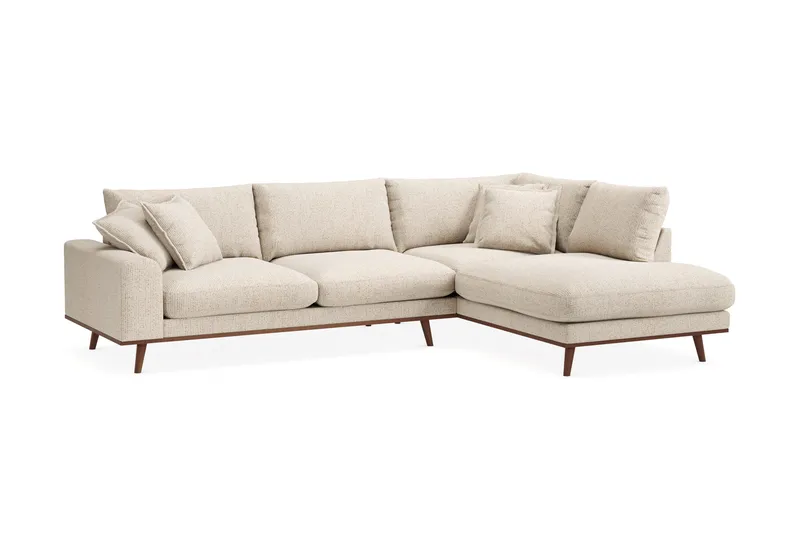 Copenhagen Premium 4-sits Högervänd L-formad Djup Schäslongsoffa i Chenille - Beige - Möbler - Soffa - Divansoffa & schäslongsoffa - 4 sits soffa med divan
