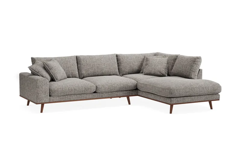 Copenhagen Premium 4-sits Högervänd L-formad Djup Schäslongsoffa i Chenille - Grå - Möbler - Soffa - Divansoffa & schäslongsoffa - 4 sits soffa med divan