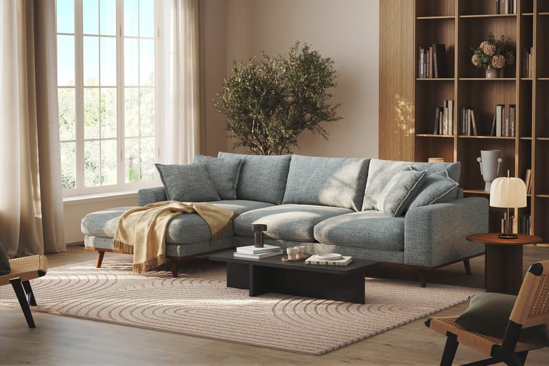 Copenhagen Premium 4-sits Vänstervänd L-formad Djup Divansoffa i Chenille - Grå/Blå - Möbler - Soffa - Divansoffa & schäslongsoffa - 4 sits soffa med divan