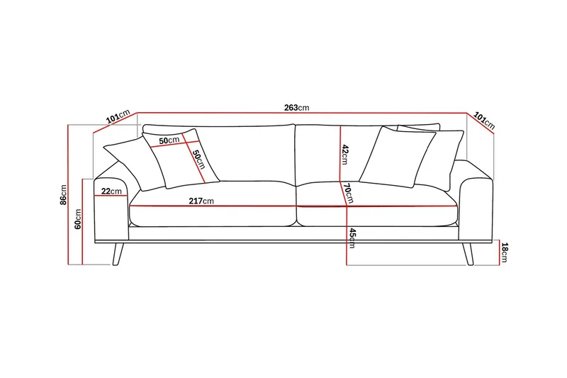 Copenhagen Premium Djup 4-sits Soffa i Chenille - Beige - Möbler - Soffa - 4 sits soffa