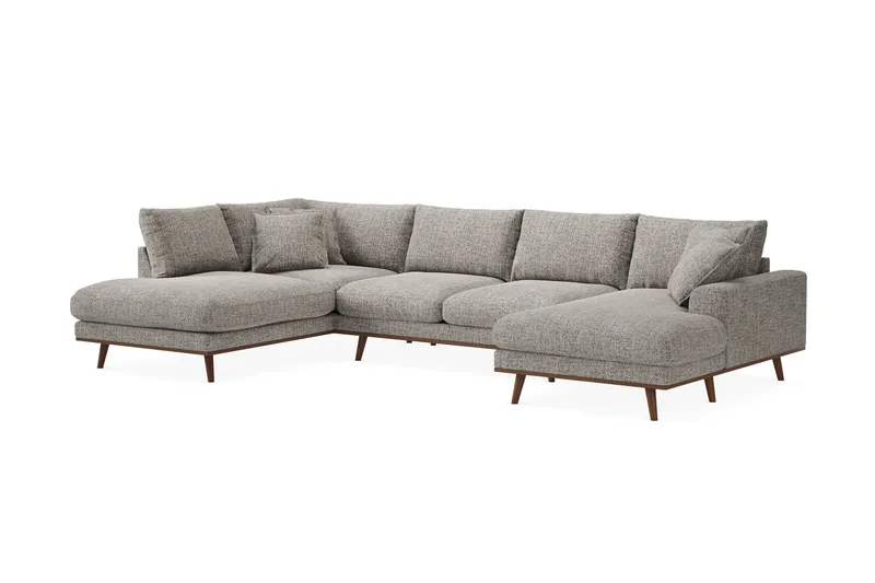 Copenhagen Premium 5-sits Vänstervänd U-formad Djup Soffa med Divan och Schäslong i Chenille - Grå - Möbler - Soffa - U-soffa