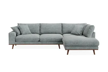 Copenhagen Premium 4-sits Högervänd L-formad Djup Schäslongsoffa i Chenille - Grå/Blå - Möbler - Soffa - Divansoffa & schäslongsoffa - 4 sits soffa med divan