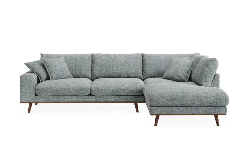Copenhagen Premium 4-sits Högervänd L-formad Djup Schäslongsoffa i Chenille - Grå/Blå - Möbler - Soffa - Divansoffa & schäslongsoffa - 4 sits soffa med divan