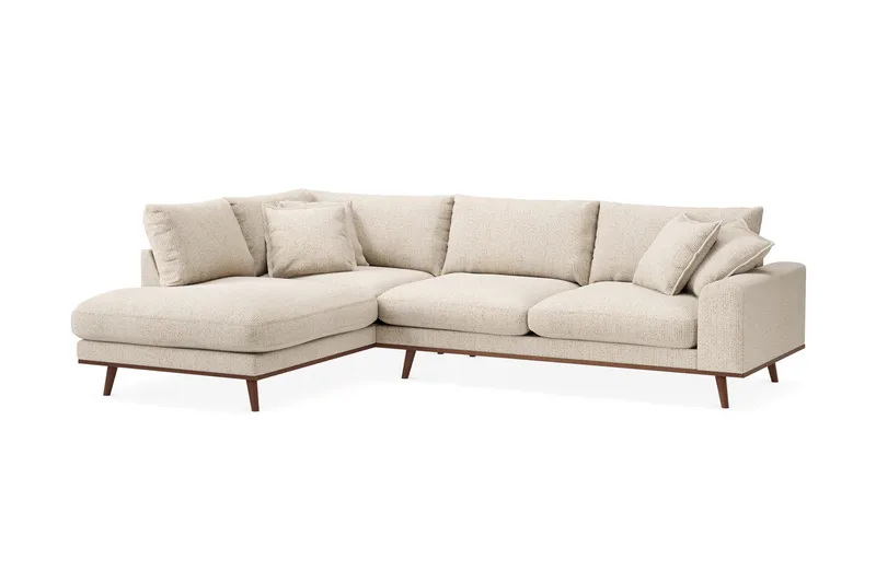 Copenhagen Premium 4-sits Vänstervänd L-formad Djup Schäslongsoffa i Chenille - Beige - Möbler - Soffa - Divansoffa & schäslongsoffa - 4 sits soffa med divan