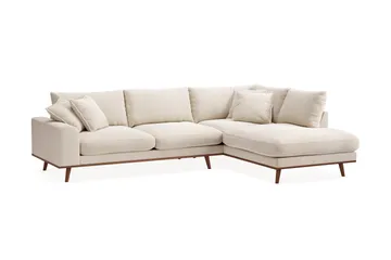 Copenhagen Premium 4-sits Högervänd L-formad Djup Schäslongsoffa i Chenille - Ljusbeige - Möbler - Soffa - Divansoffa & schäslongsoffa - 4 sits soffa med divan