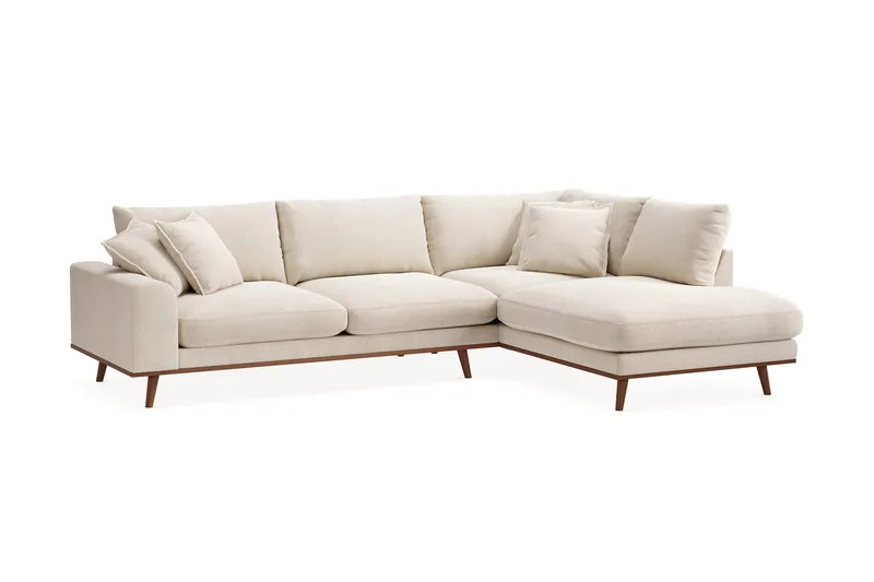 Copenhagen Premium 4-sits Högervänd L-formad Djup Schäslongsoffa i Chenille - Ljusbeige - Möbler - Soffa - Divansoffa & schäslongsoffa - 4 sits soffa med divan