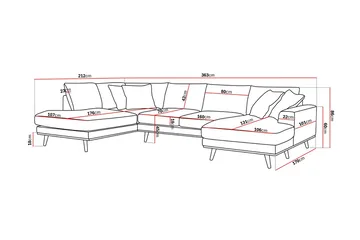 Copenhagen Premium 5-sits Vänstervänd U-formad Djup Soffa med Divan och Schäslong i Tyg - Brun - Möbler - Soffa - U-soffa