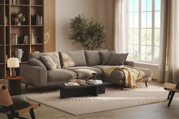 Copenhagen Premium 4-sits Högervänd L-formad Djup Divansoffa i Chenille - Brun - Möbler - Soffa - Divansoffa & schäslongsoffa - 4 sits soffa med divan