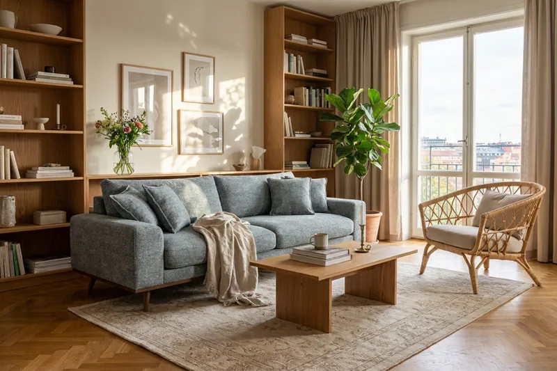 Copenhagen Premium Djup 4-sits Soffa i Chenille - Grå/Blå - Möbler - Soffa - 4 sits soffa