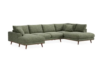 Copenhagen Premium 5-sits Högervänd U-formad Djup Soffa med Divan och Schäslong i Chenille - Grön - Möbler - Soffa - U-soffa