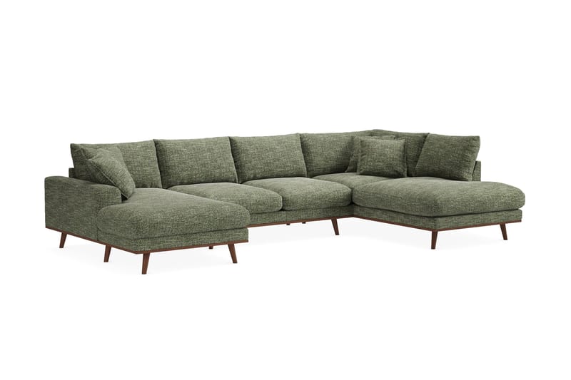 Copenhagen Premium 5-sits Högervänd U-formad Djup Soffa med Divan och Schäslong i Chenille - Grön - Möbler - Soffa - U-soffa