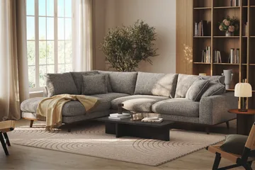 Copenhagen Premium 4-sits Vänstervänd L-formad Djup Schäslongsoffa i Chenille - Grå - Möbler - Soffa - Divansoffa & schäslongsoffa - 4 sits soffa med divan