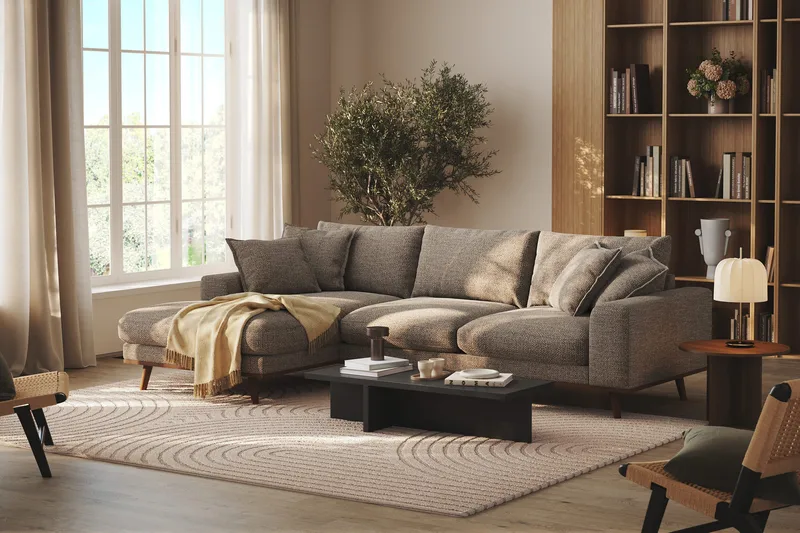 Copenhagen Premium 4-sits Vänstervänd L-formad Djup Divansoffa i Chenille - Brun - Möbler - Soffa - Divansoffa & schäslongsoffa - 4 sits soffa med divan