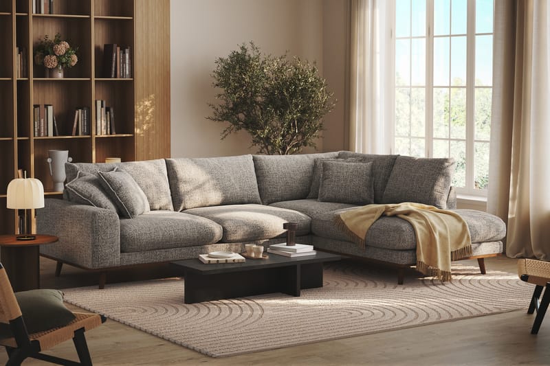 Copenhagen Premium 4-sits Högervänd L-formad Djup Schäslongsoffa i Chenille - Grå - Möbler - Soffa - Divansoffa & schäslongsoffa - 4 sits soffa med divan